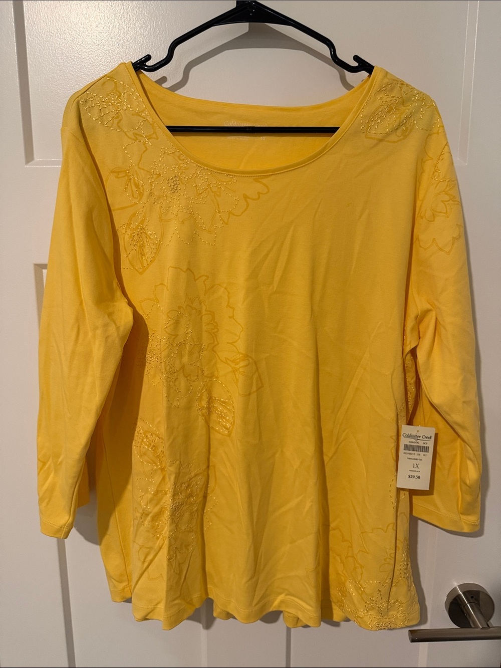 NWT Women's Embellished Scoop Neck Top - Yellow